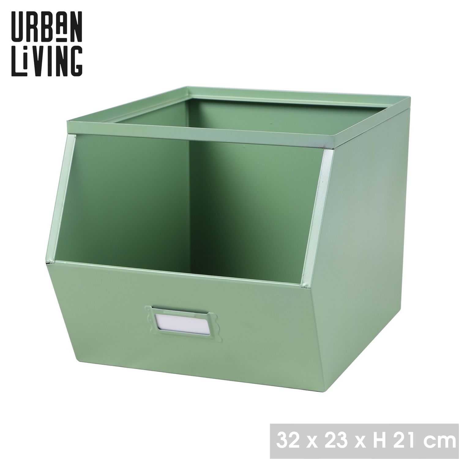 Casier de rangement en métal avec étiquette - Vert - 2