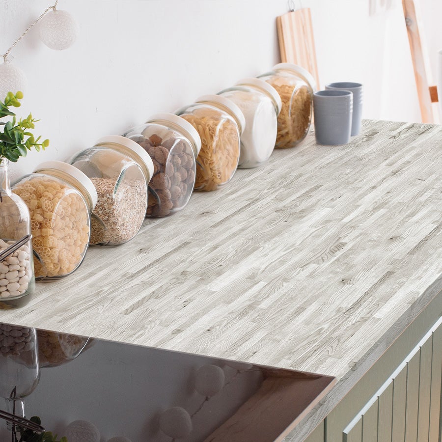 MALMO GREY: Vinyle adhésif pour plan de travail de cuisine et salle de bain. Résistant aux taches. Imperméable. Facile à poser et à nettoyer. 0,65x2m - 3