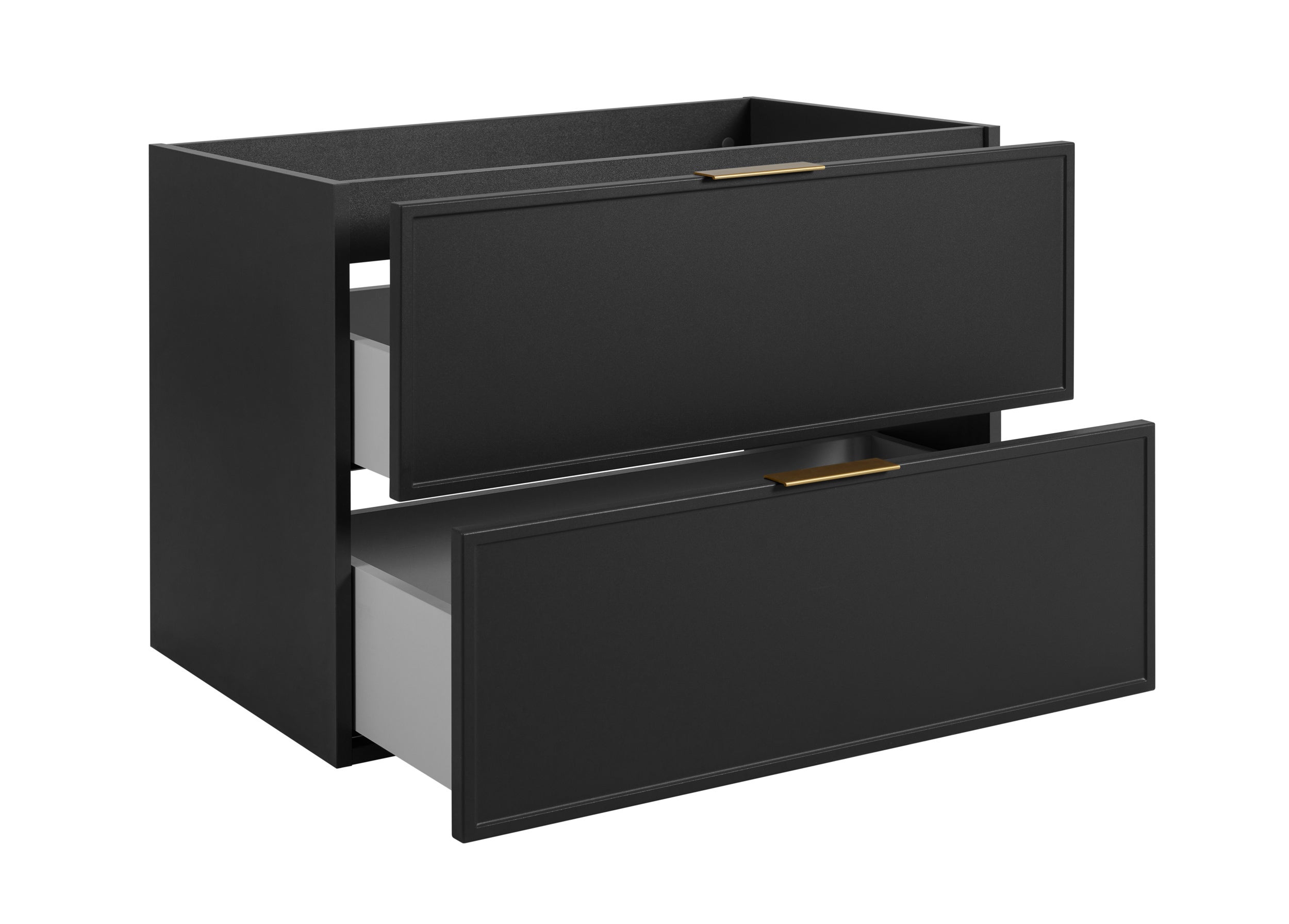 Mueble De Baño Moderno En Roble Con Tirador Dorado - 80 X 57 X 46 Cm, Con 2 Cajones, Fácil De Montar