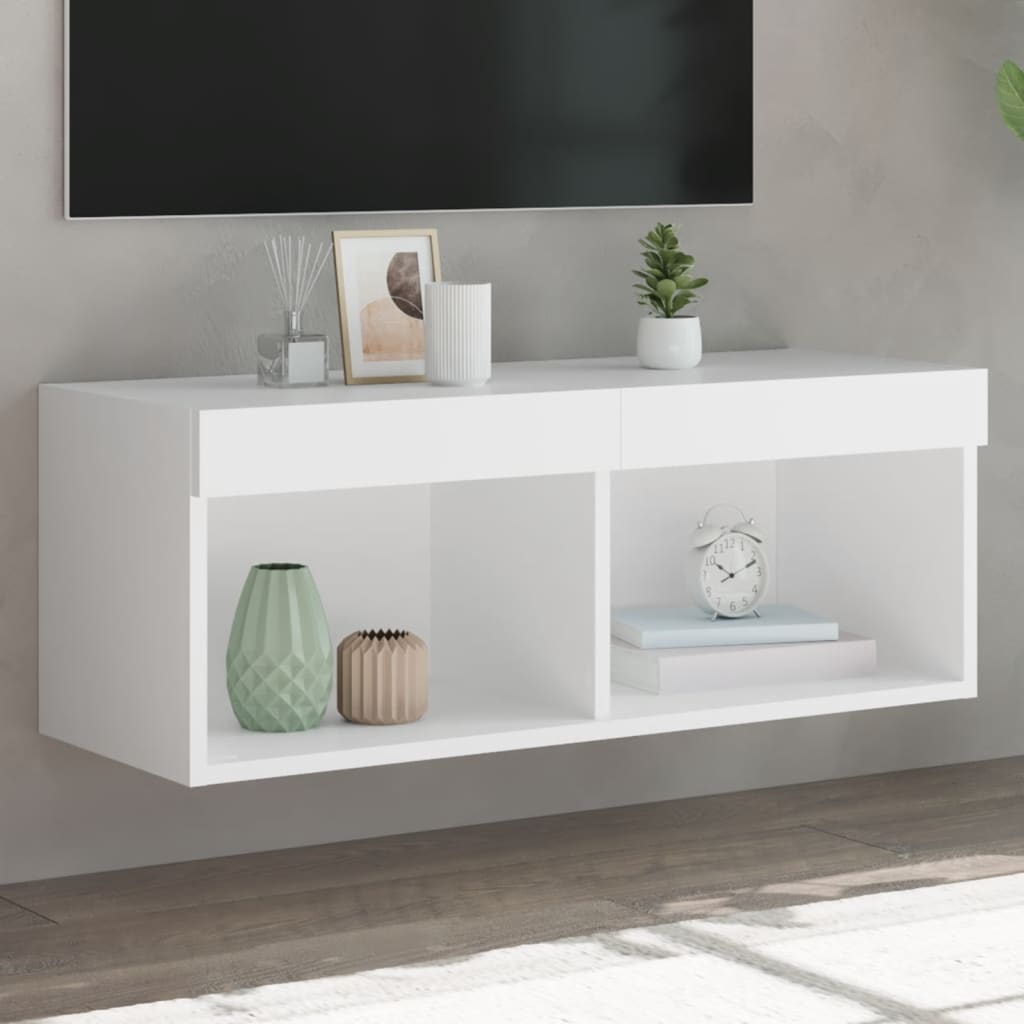 Vidaxl Mueble Para Tv Con Luces Led 80X30x30 Cm Blanco , Leroy Merlin