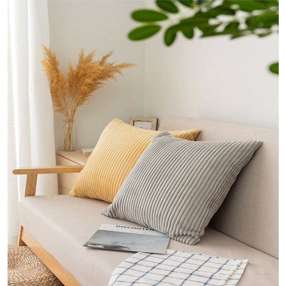 Taie d'oreiller en velours côtelé, taie d'oreiller décorative pour salon, housse de coussin de canapé, beige - 3