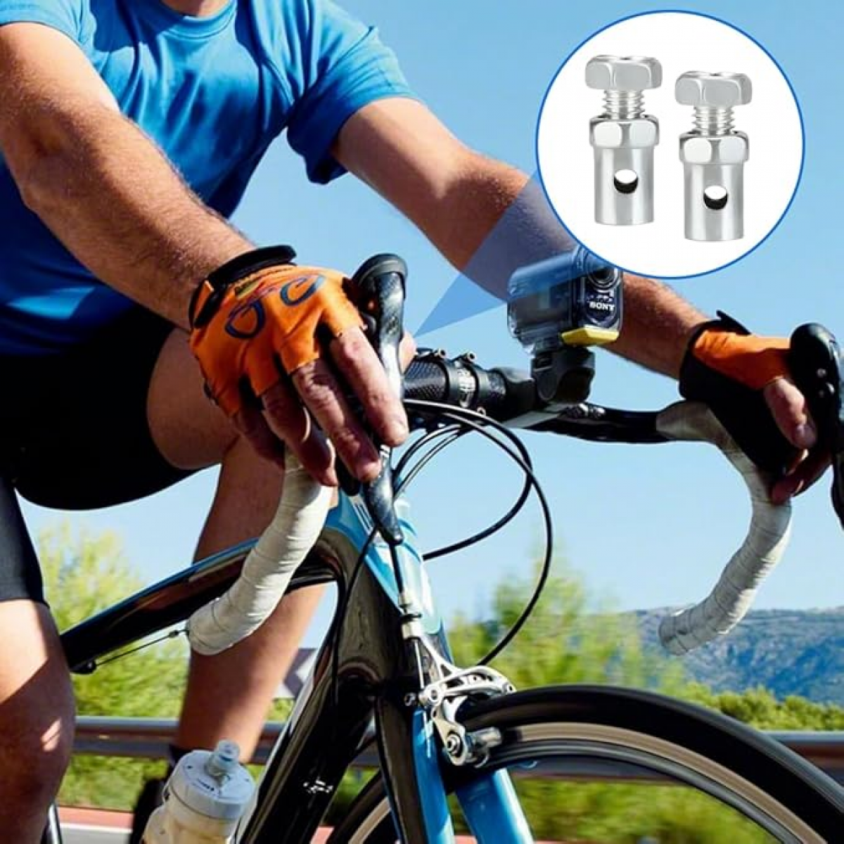4 Pièces Cuivre Serre-Câble,Ø Trou 2.5mm Serre Câble Universel à Visser Butée Fixation Câble Vélo Cyclo Moto Scooter Tondeuse Tracteur - 5