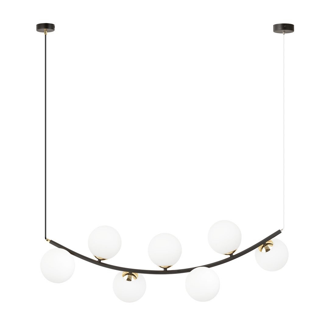 Lampa wisząca Ritz czarno-biała-złota 7xE14x10W wym: 100 x 90 x 30 cm szkło Emibig