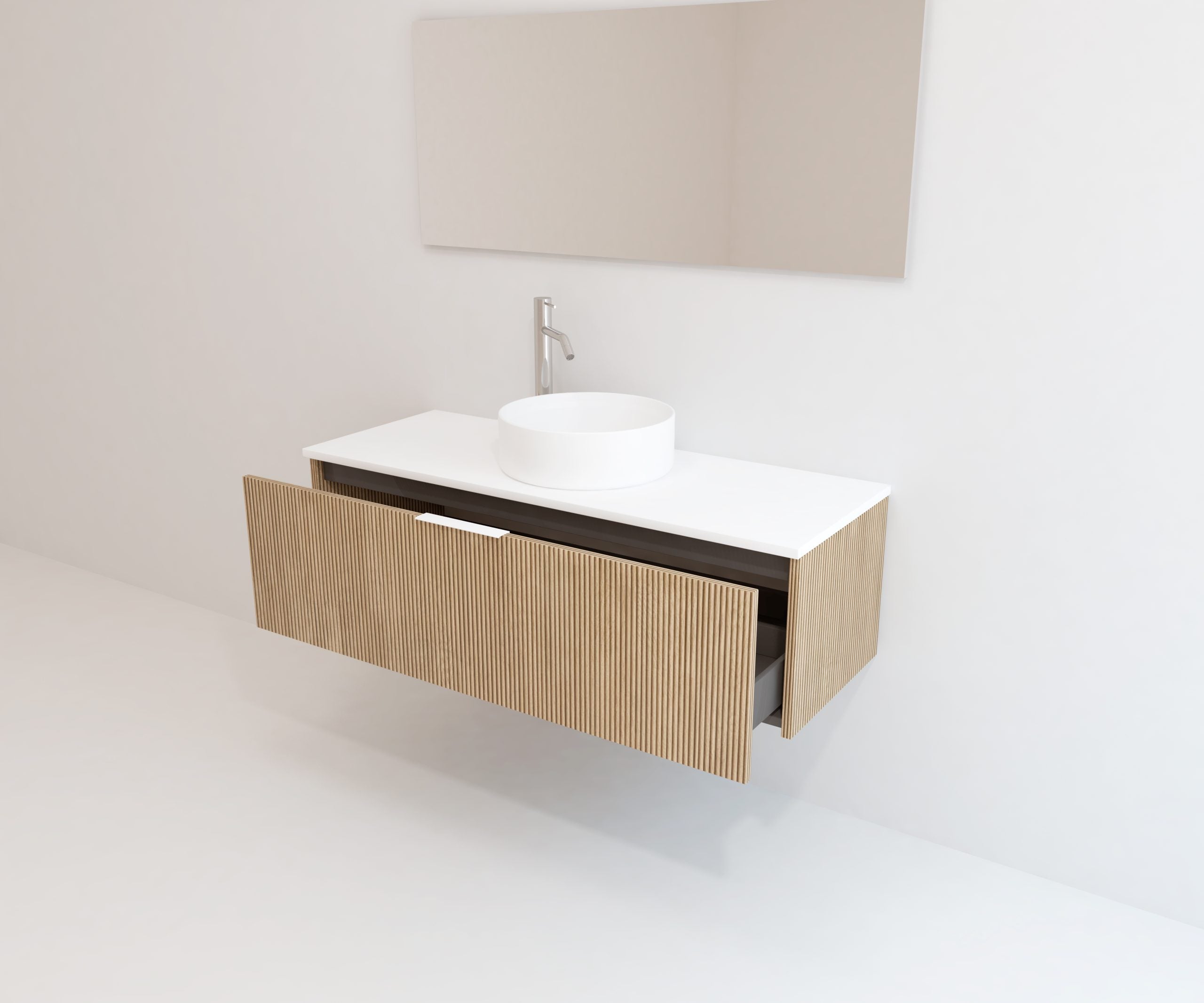 Ensemble de meubles de salle de bains Emene OPOSSÉ - Blanc 120 cm + lavabo - 5