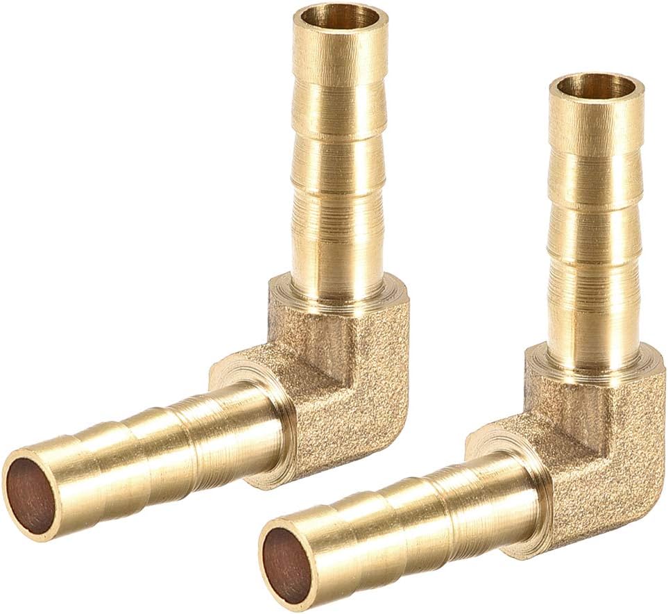2 szt. Złączka karbowana do węża z mosiądzu, kolanko z zadziorem 6 mm, zagięte pod kątem 90 stopni, łącznik do rur
