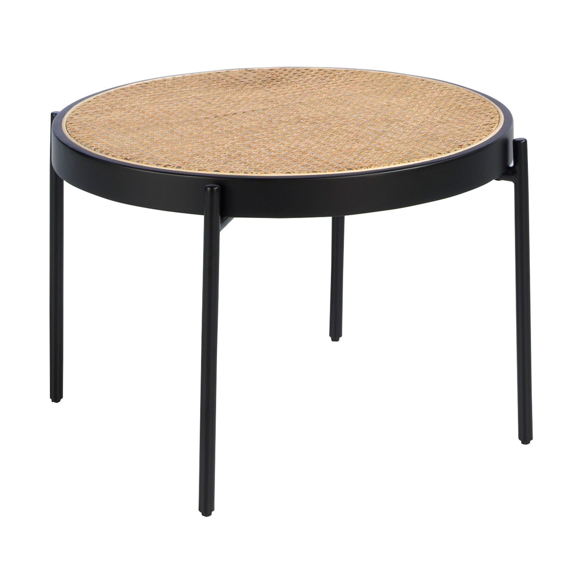 ANGEL CERDA Table basse ronde en rotin, bois noir et acier noir - 2
