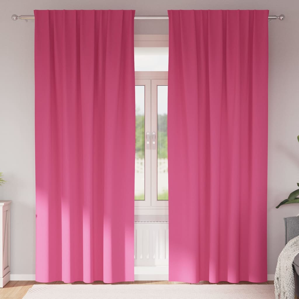 Firany blackout z kółkami 2 pcs Jasnoróżowy 245 x 140 cm vidaXL