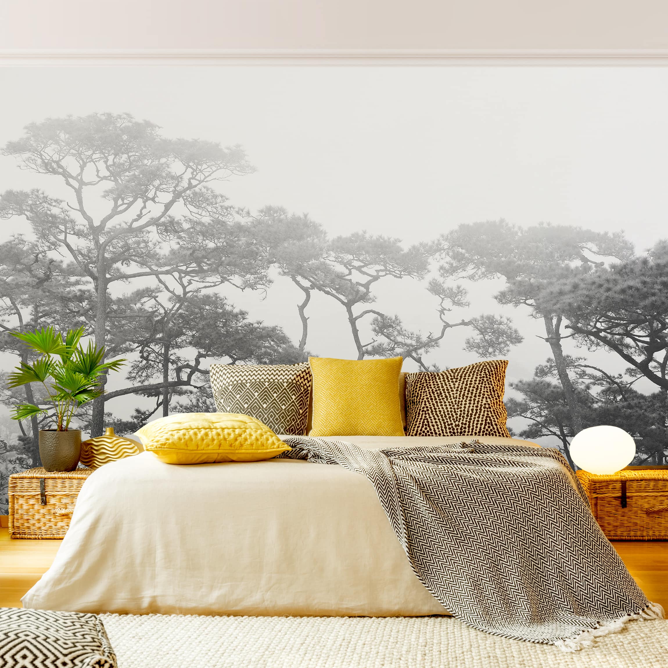 Papier Peint Intissé Panoramique Forêt Verte - Design Moderne XXL Pour Chambre Et Salon - Fabriqué En Allemagne