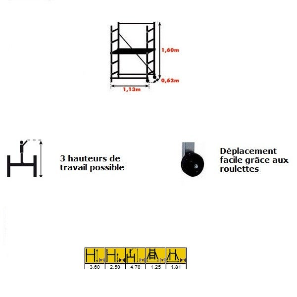 Echafaudage pour hauteur de travail 3 m PARTNER Centaure - 3