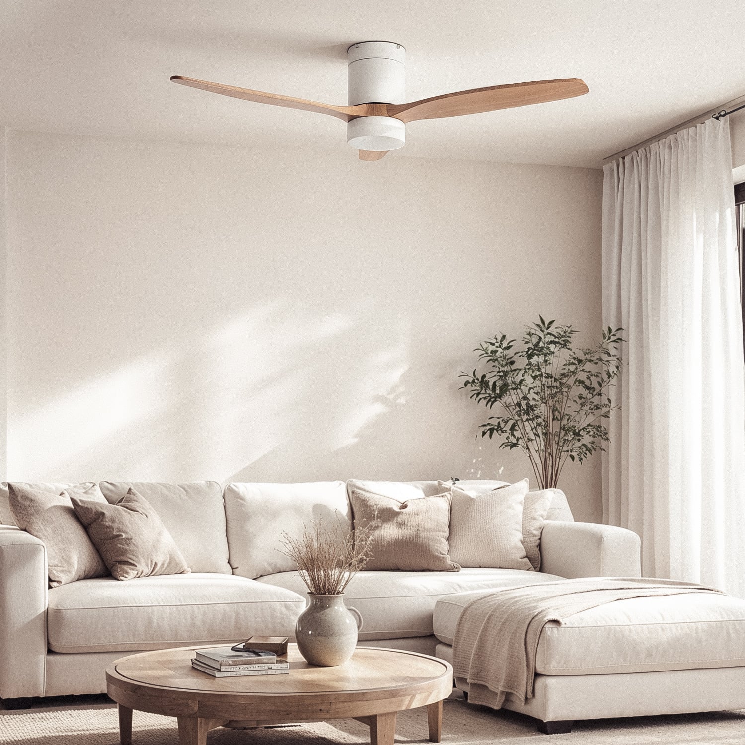 Ventilateur de Plafond Leros Blanc et Clair avec Lumière LED CCT 1440 lm, Moteur DC 35W Silencieux, 6 Vitesses, 132 cm, 48 dB, - 7