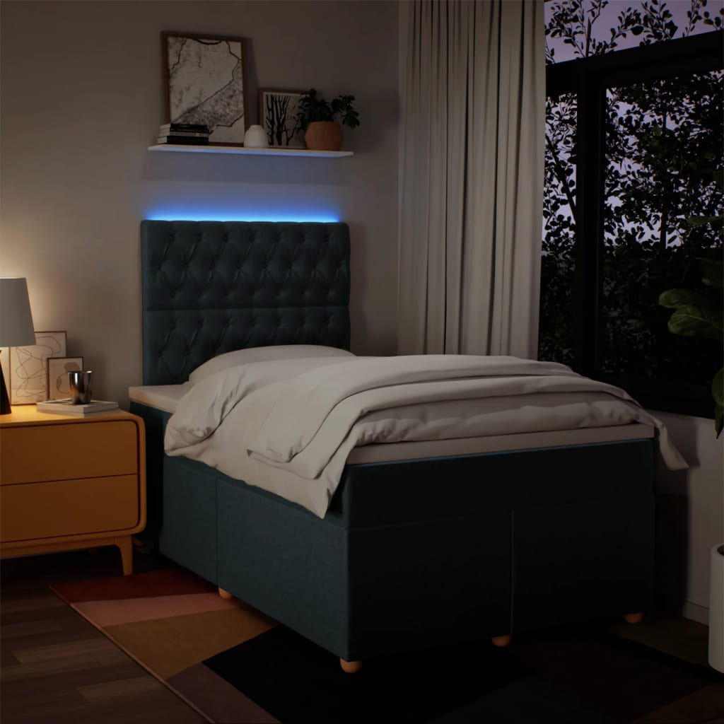 Maison Exclusive - Sommier à lattes de lit avec matelas Bleu 120x200 cm Tissu - 4
