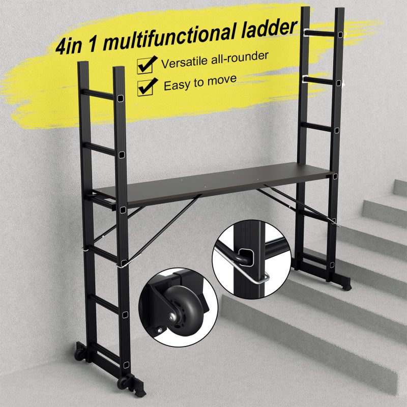 Echafaudage domestique: Hauteur de travail max 2.76m , noir - 3