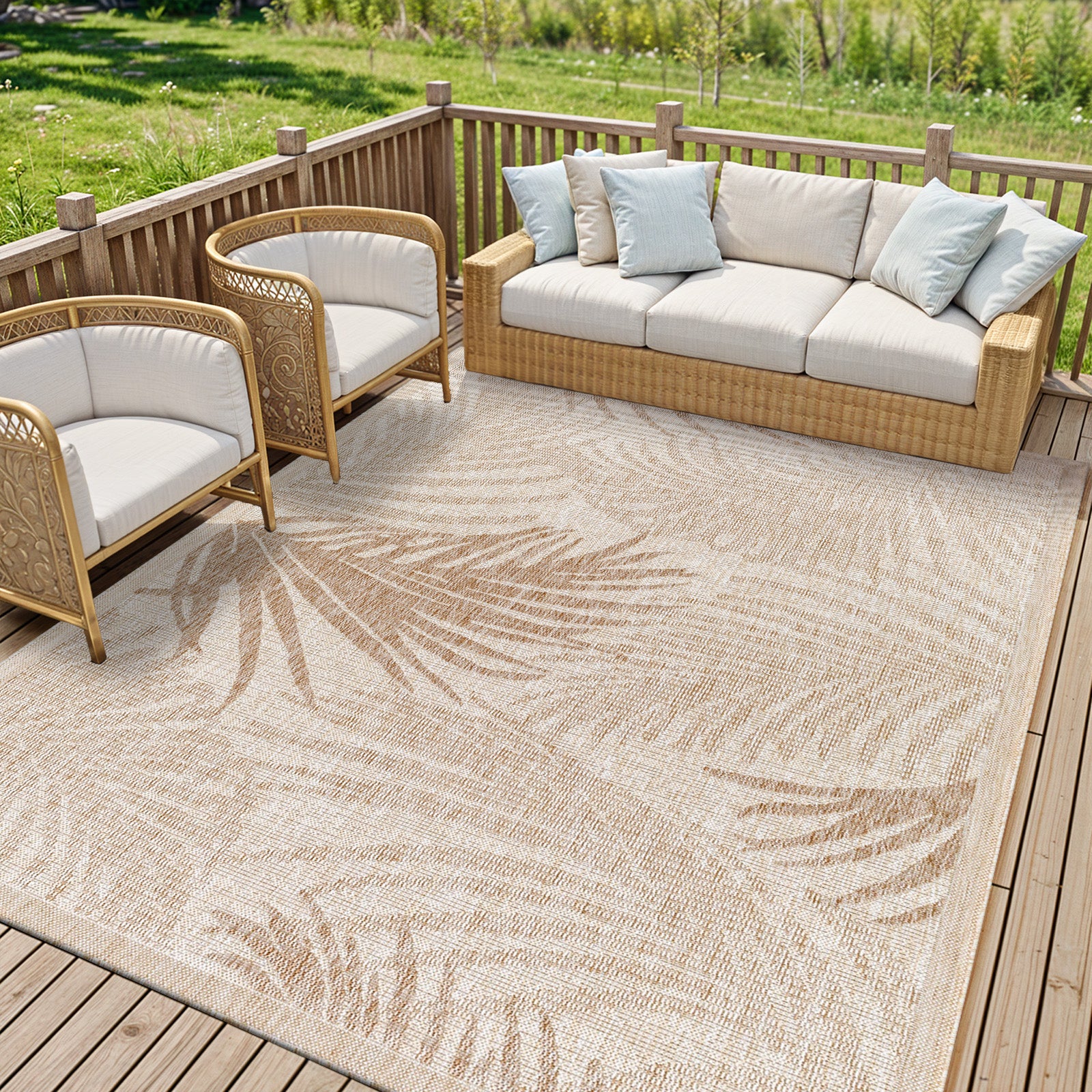 LIVABLISS Tapis d'Extérieur/Intérieur Aspect Jute Beige/Ivoire 200x275 cm Vanessa - 9