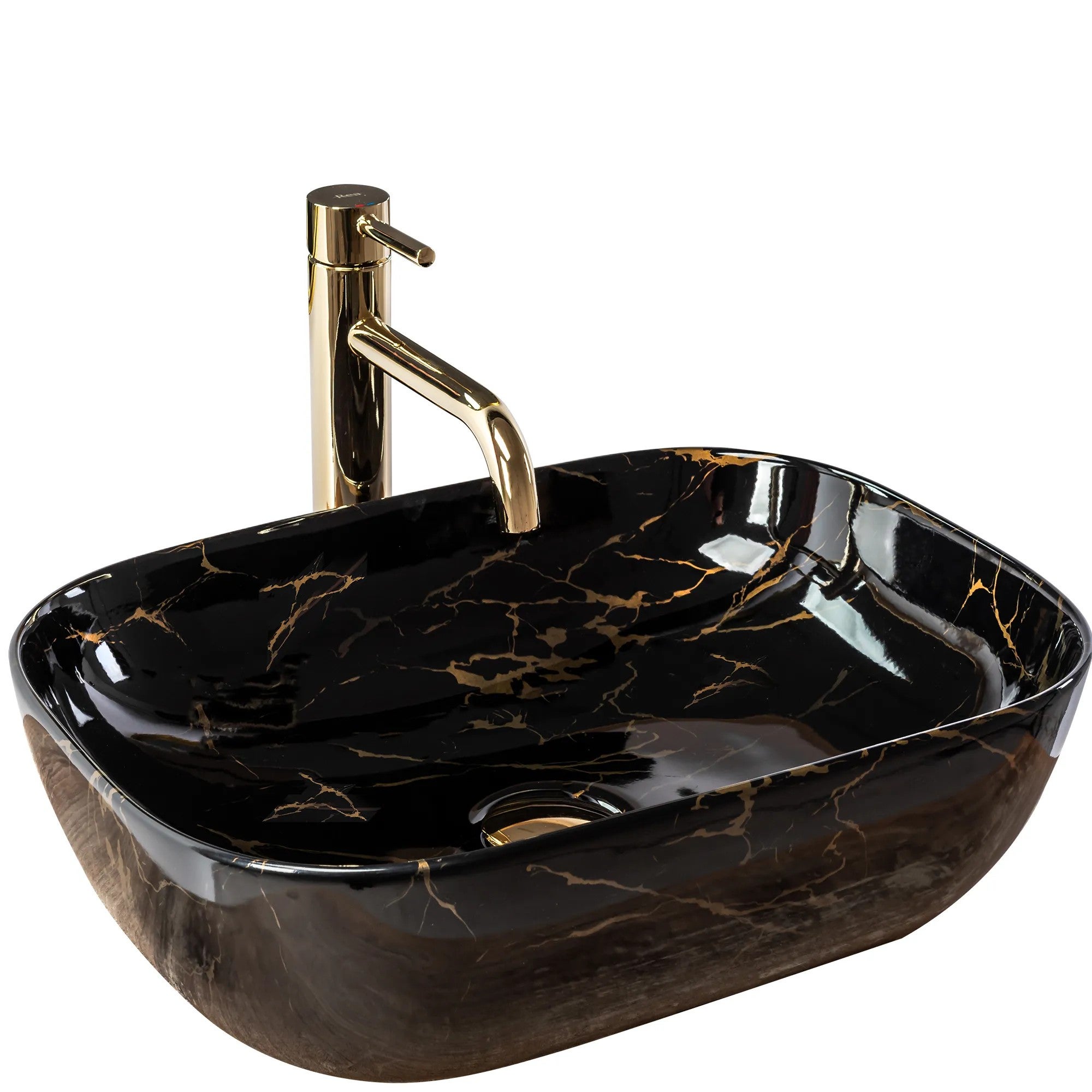 Umywalka Nablatowa Rea Belinda Marble Shiny Czarny 46,5 X 33