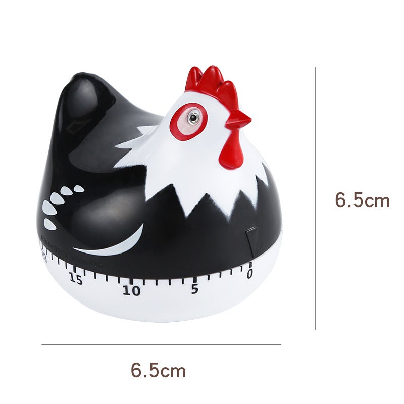 Timer da cucina a forma di pollo in stile cartone animato nero - Time Manager - Promemoria timer da cucina meccanico - 2