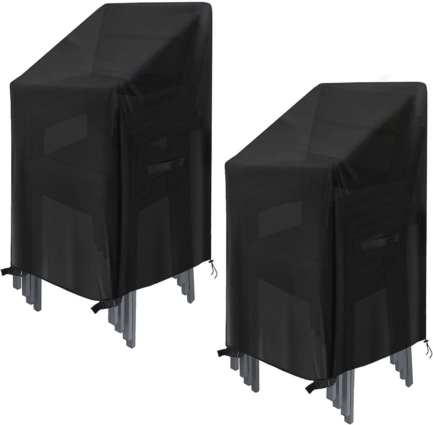 2-pak składanych pokrowców na krzesła ogrodowe (czarny, 75x75x120cm), wodoodporne pokrowce na krzesła ogrodowe, tkanina Oxford 210D