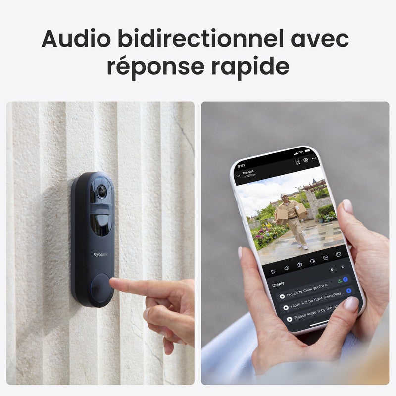Sonnette Vidéo Batterie caméra 2K 4MP avec Chime, Détection Intelligente, 2,4/5GHz WiFi, Vision Nocturne, Reolink - 8