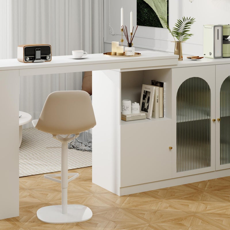 Obrotowy stolik barowy z MDF - duża przestrzeń do przechowywania - nowoczesny styl - Biały