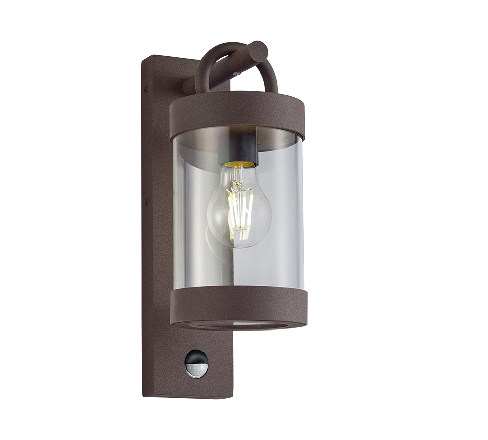 Kinkiet zewnętrzny z czujnikiem ruchu SAMBESI miedziany 1xE27x28W wym:33x12,5x12,5cm IP44 Trio