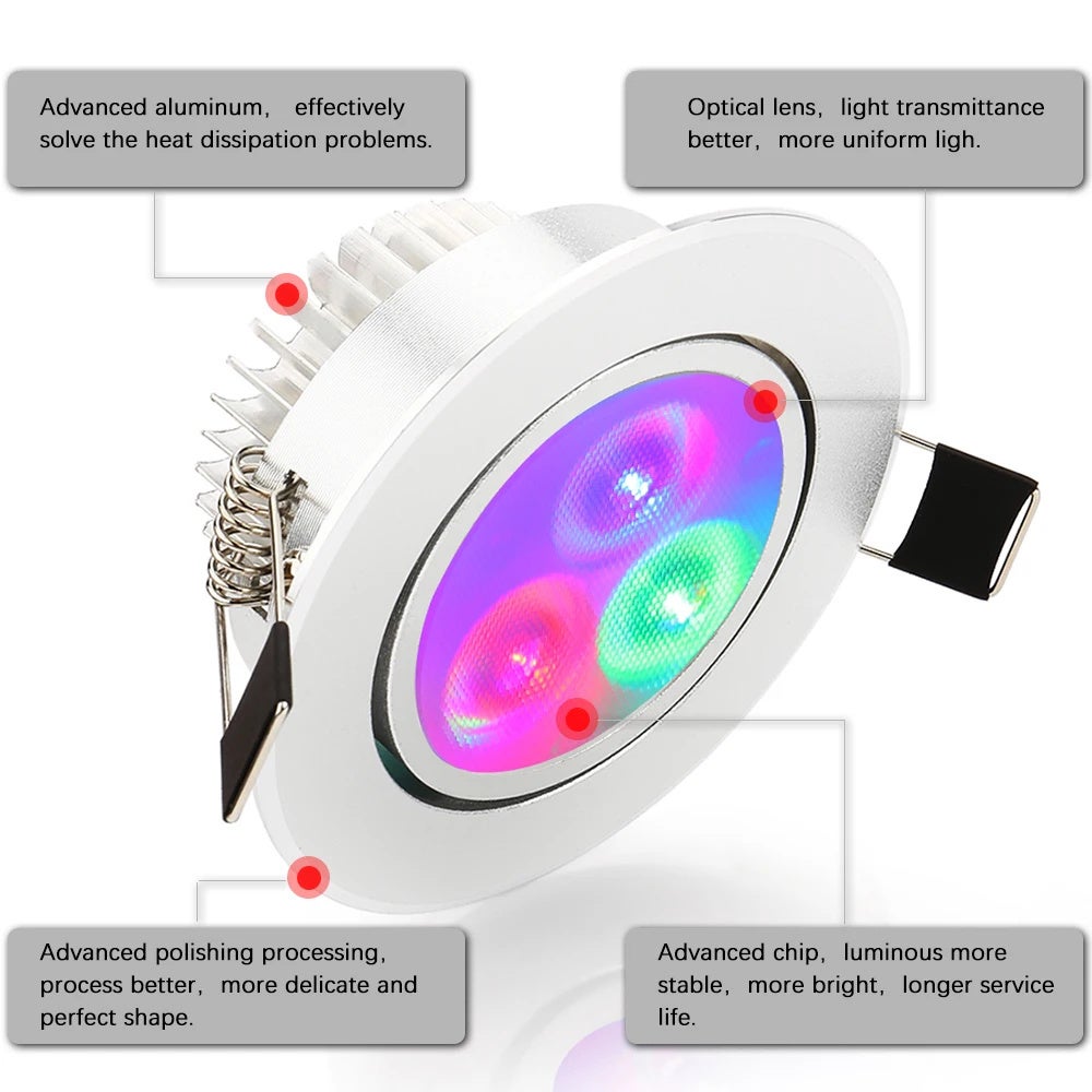 10 pcs LED Plafond Encastré 5W RGB, Spots LED avec Contrôleur RGB, Lampes Suspendues Modernes, Éclairage Intérieur Salon, Cuisine, Chambre - 4