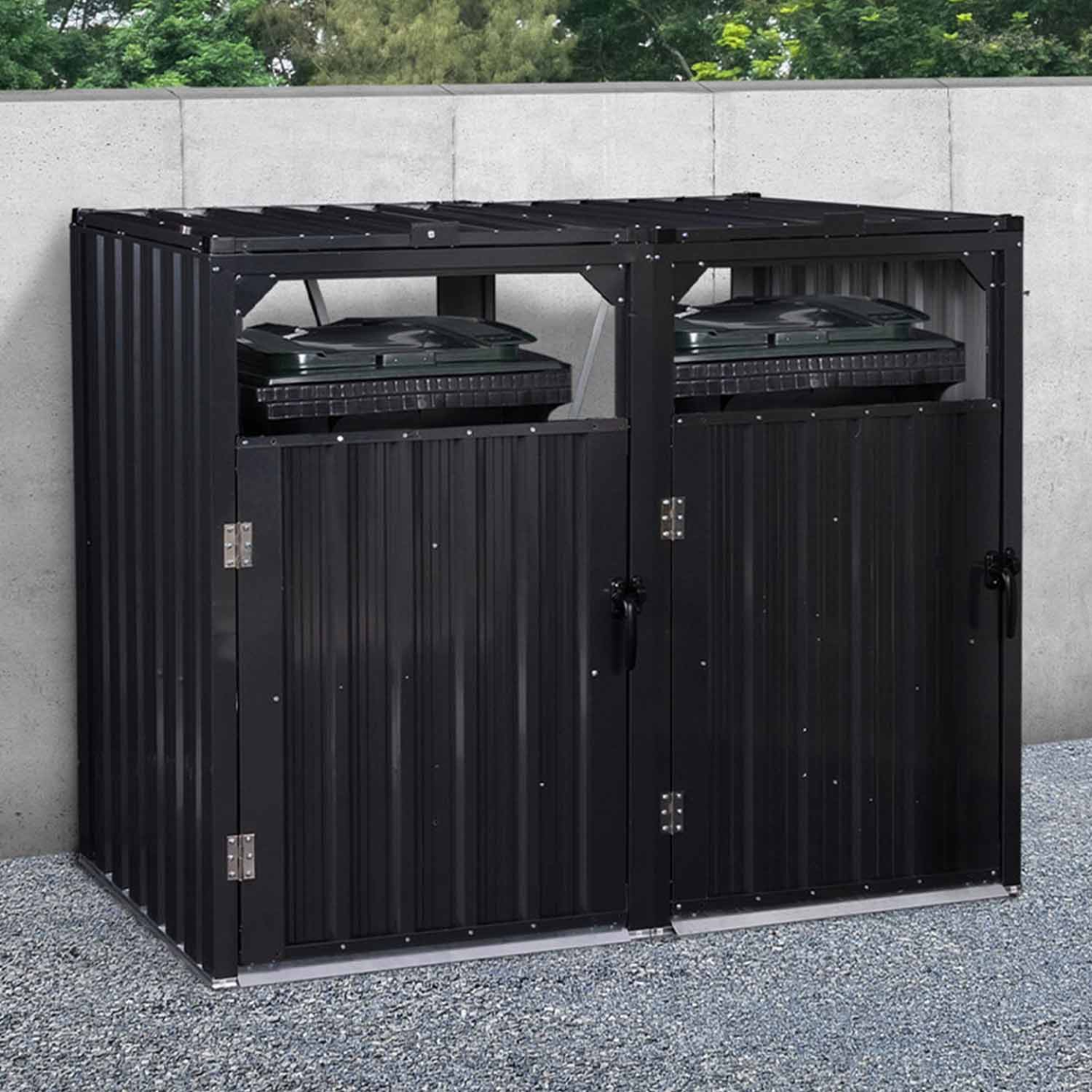 Cache poubelle double en acier gris anthracite | Leroy Merlin