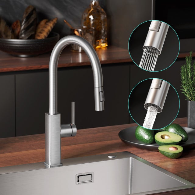 Mitigeur de Cuisine avec Douchette Extractible, Robinet de Cuisine en Inox, Robinet Douchette pour Cuisine Brossé