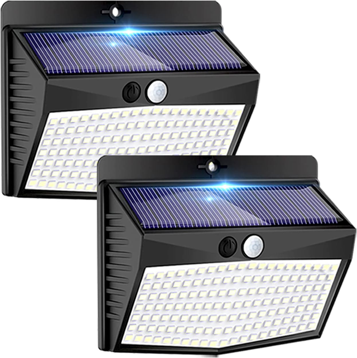 2-pak solarnych lamp zewnętrznych, 138 diod LED z czujnikiem ruchu, wodoodporne oświetlenie, patio, garaż