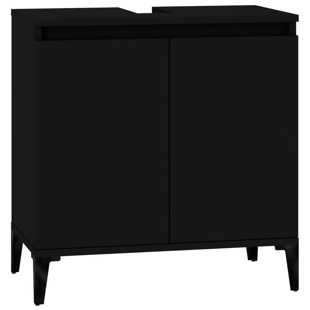 Maison Exclusive - Mobile Lavabo Nero 58x33x60 cm in Legno Multistrato - 2