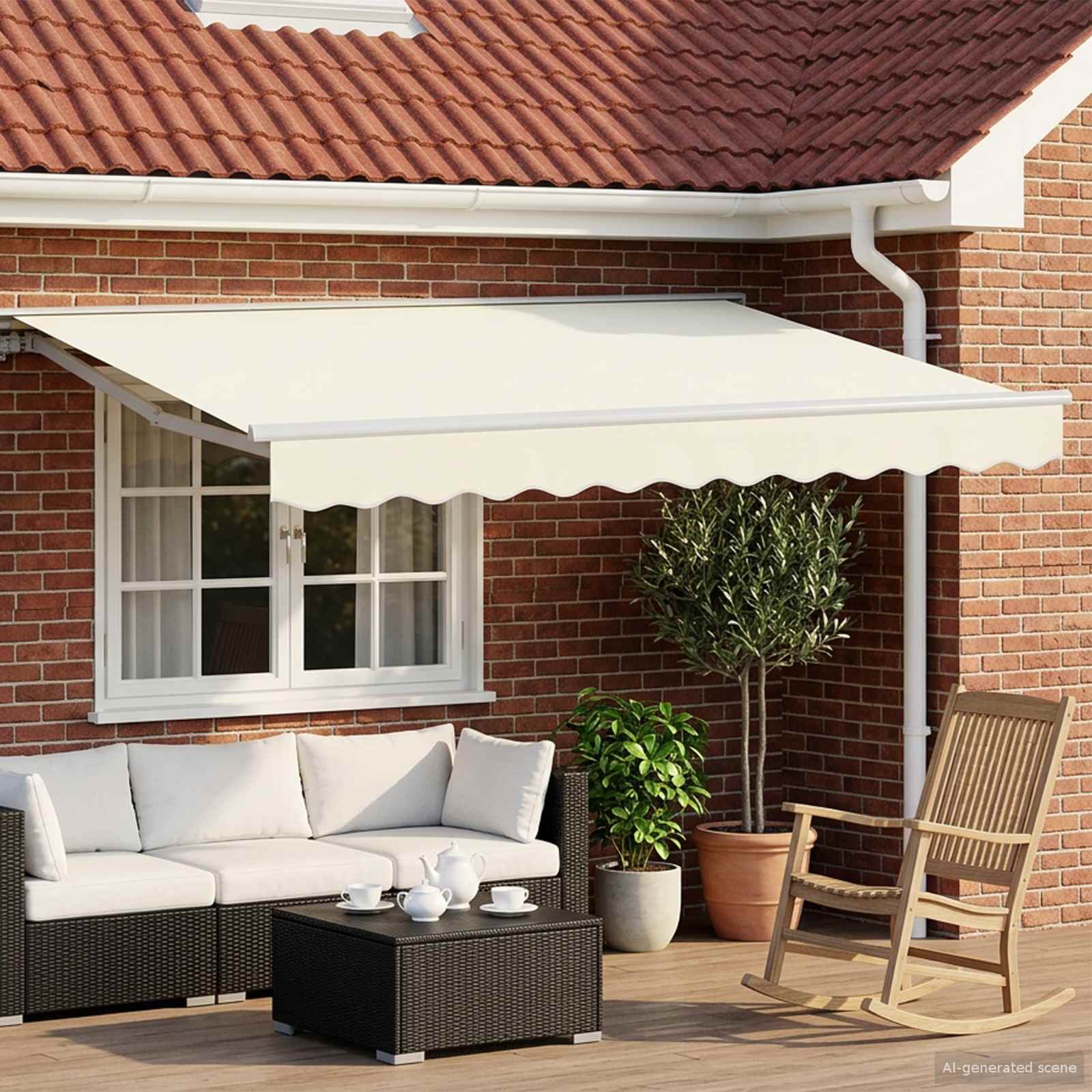 Cadre de store manuel avec LEDs Crème et Blanc 3,5 x 2 m | Leroy Merlin