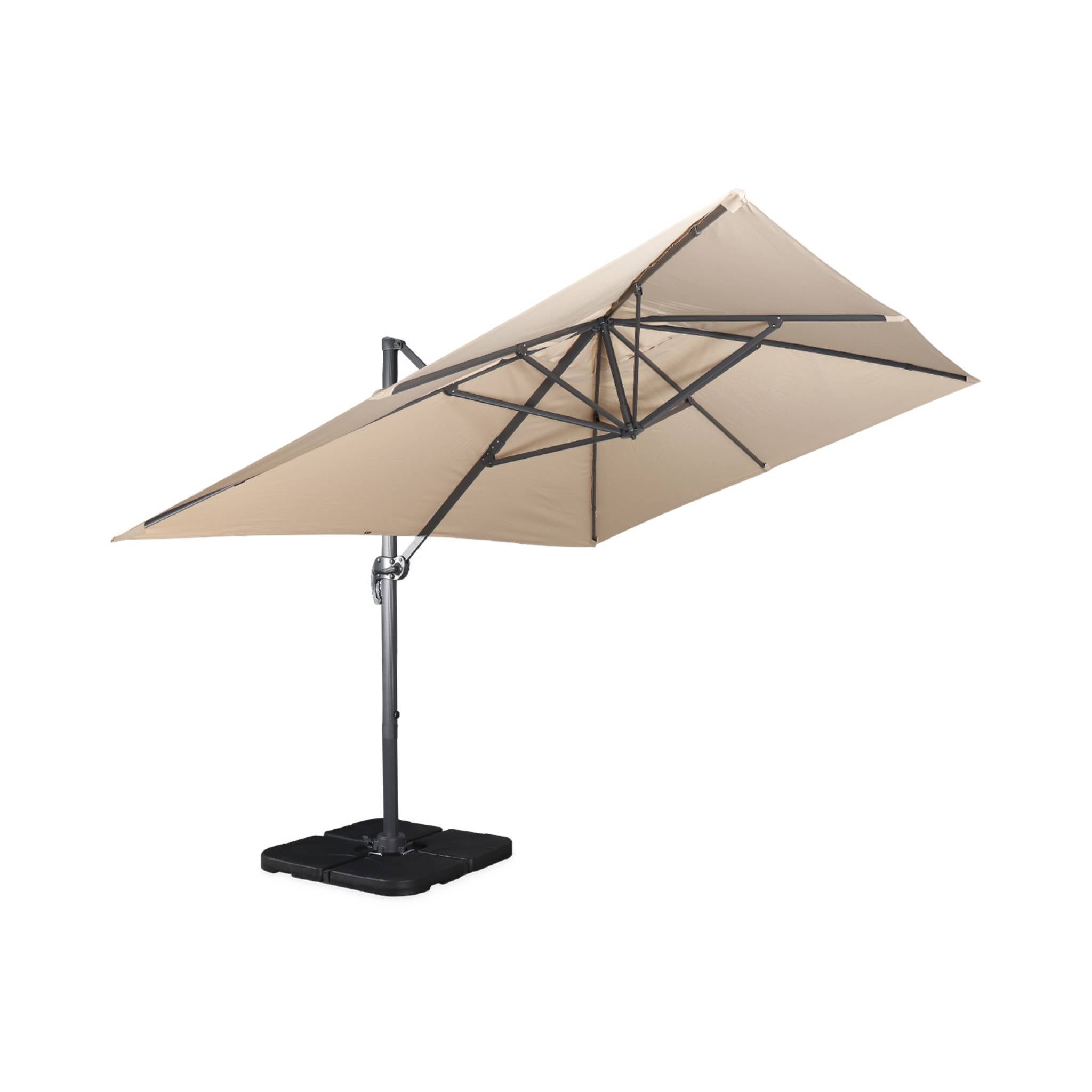 Parasol déporté rectangulaire beige 3x4m + dalles à lester 50x50cm WIMEREUX + DALLES 50X50CM - 4