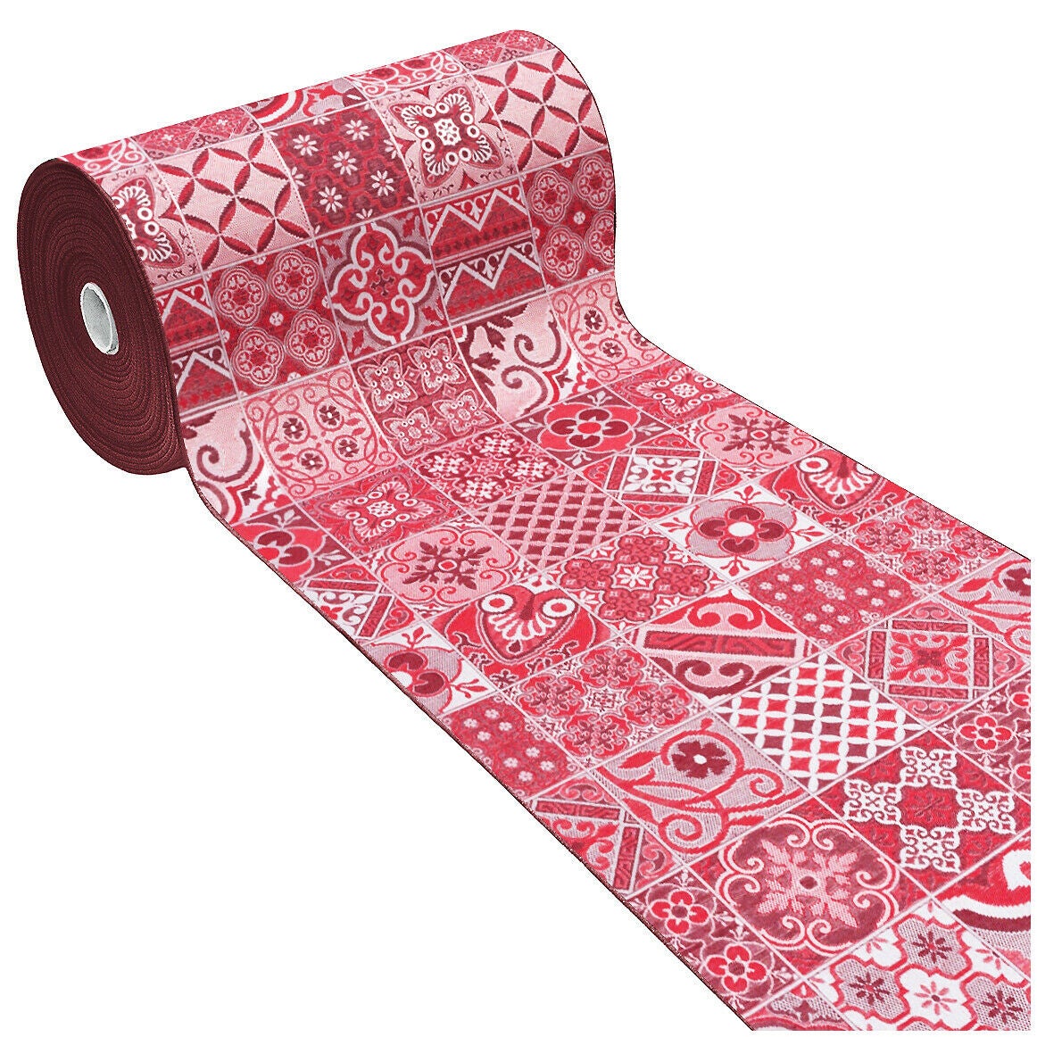 Alfombra de cocina 54x280 tejido plano gobelin tela corredor base antideslizante azulejos de mayólica rojo