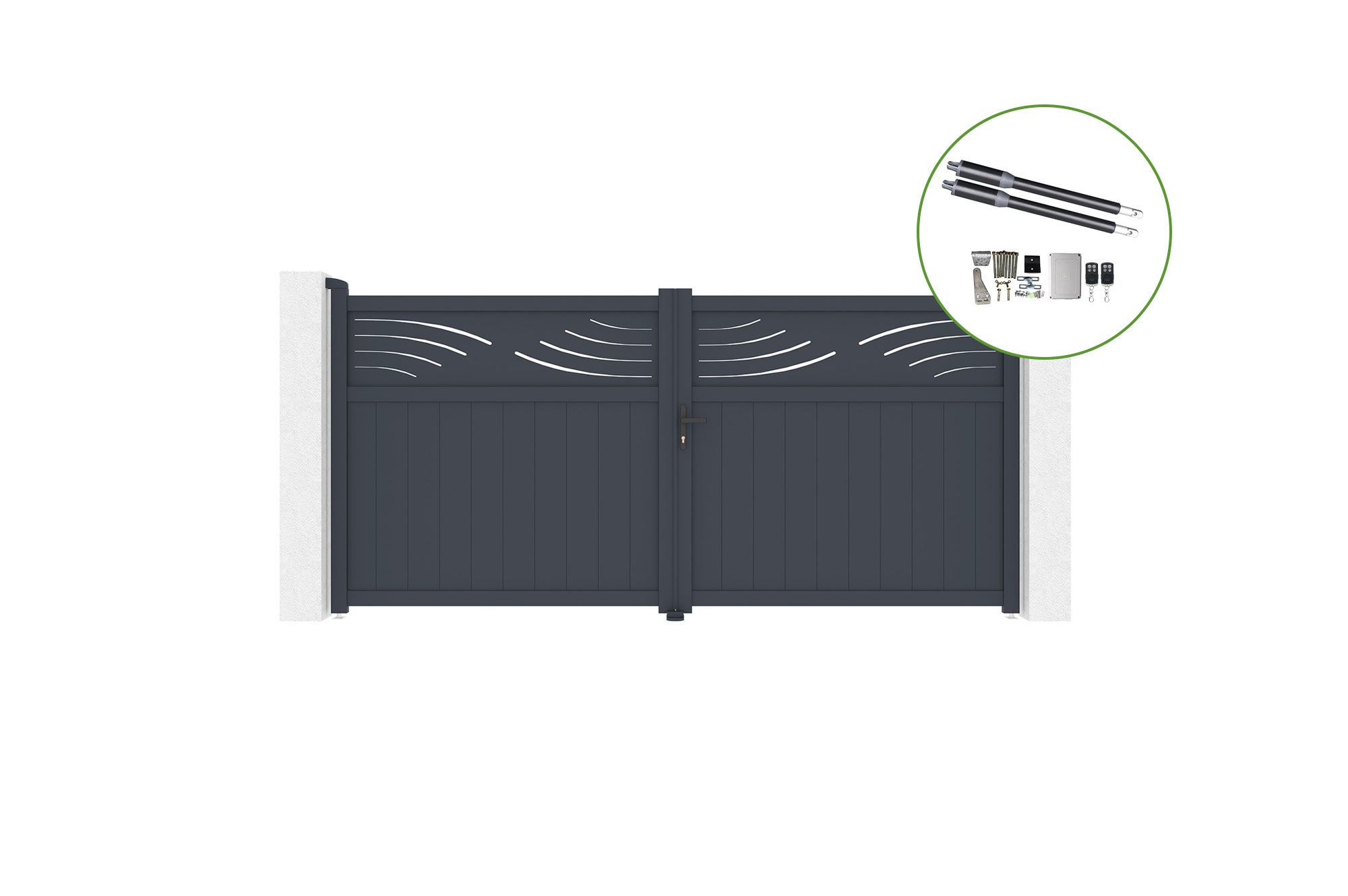 Brama skrzydłowa 3,4m HALTI H.160cm aluminiowa + napęd RANGER B150