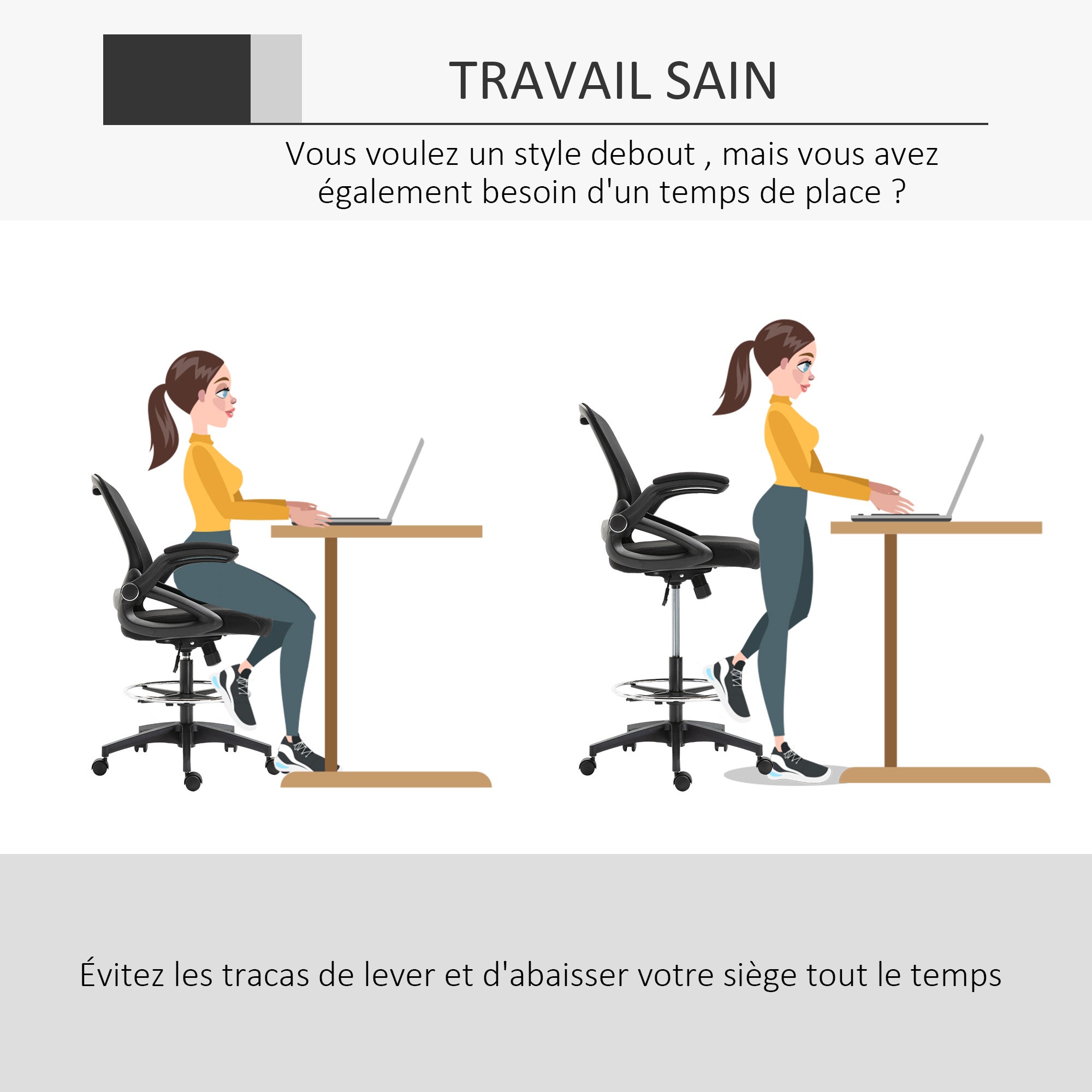 fauteuil de bureau Tissu Vinsetto - 5