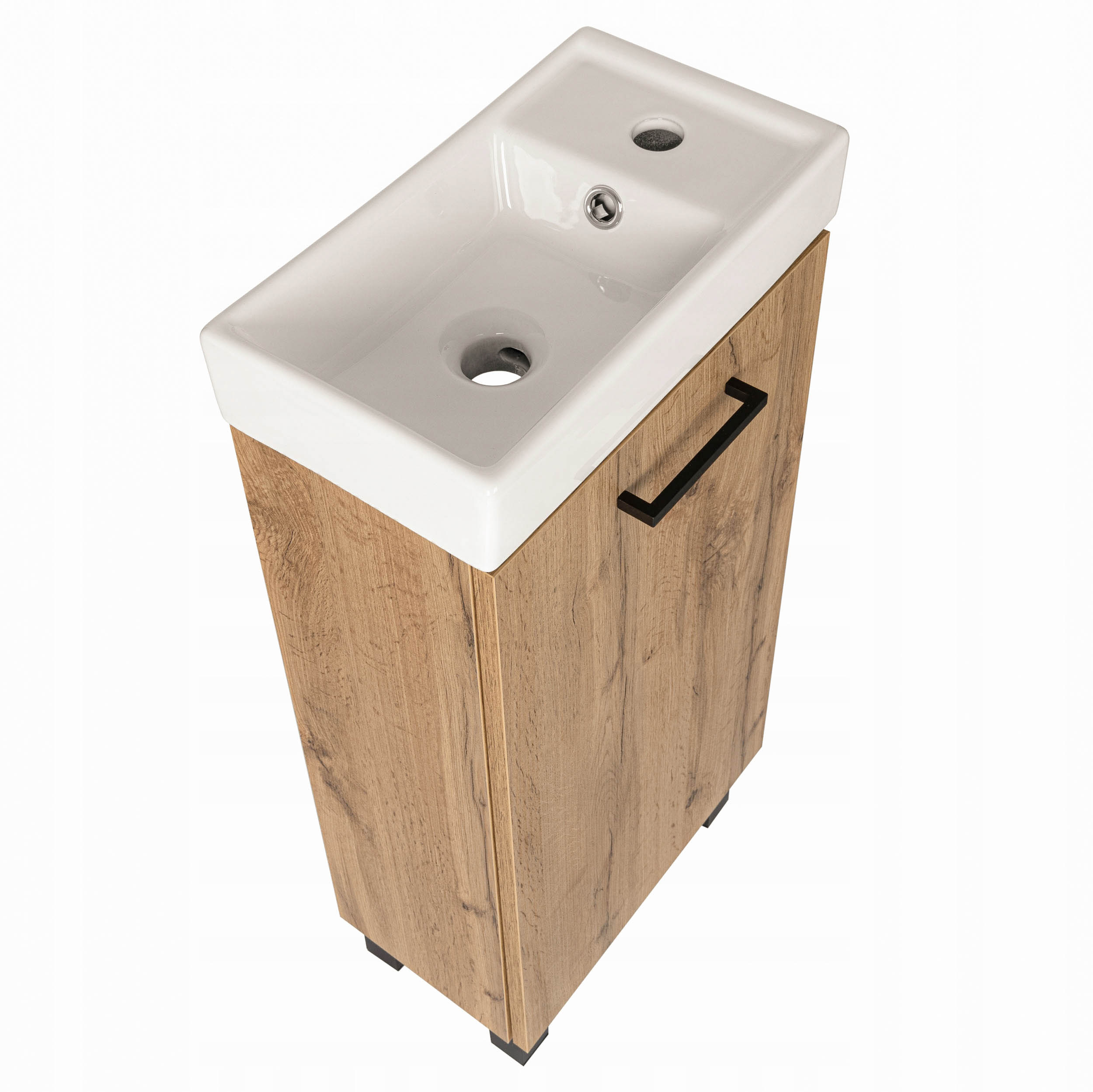 Szafka łazienkowa z umywalką stojąca pod umywalkę dąb wotan loft mała 40 cm - 3