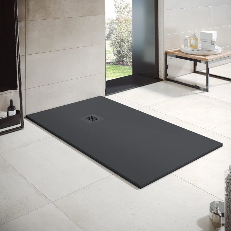 Receveur de douche 80 x 80 cm extra plat en résine minérale OPTIMA surface ardoisée 4 coloris - 5