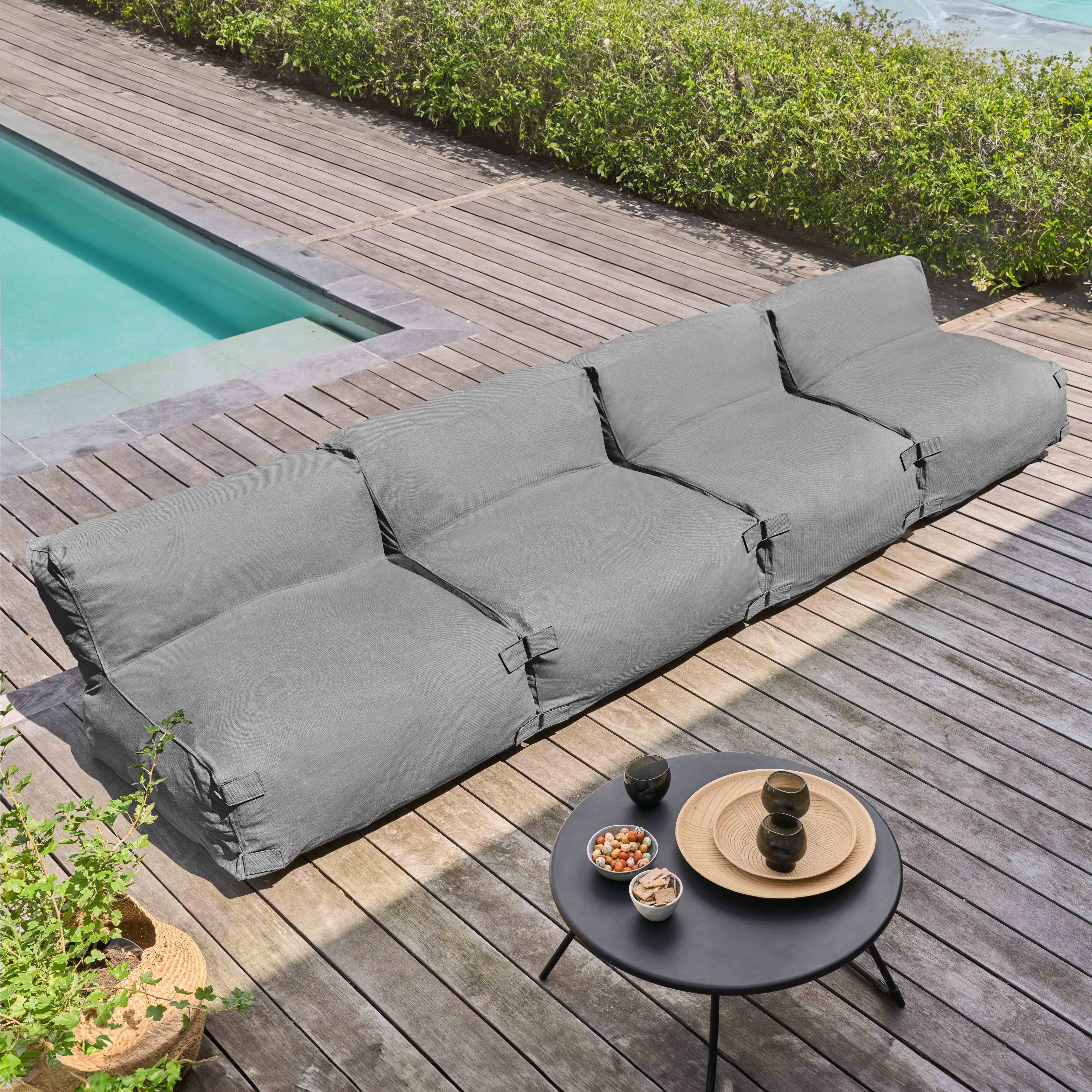 Oviala  Mueble De Jardín Modular De 4 Plazas Mixi Gris , Leroy Merlin