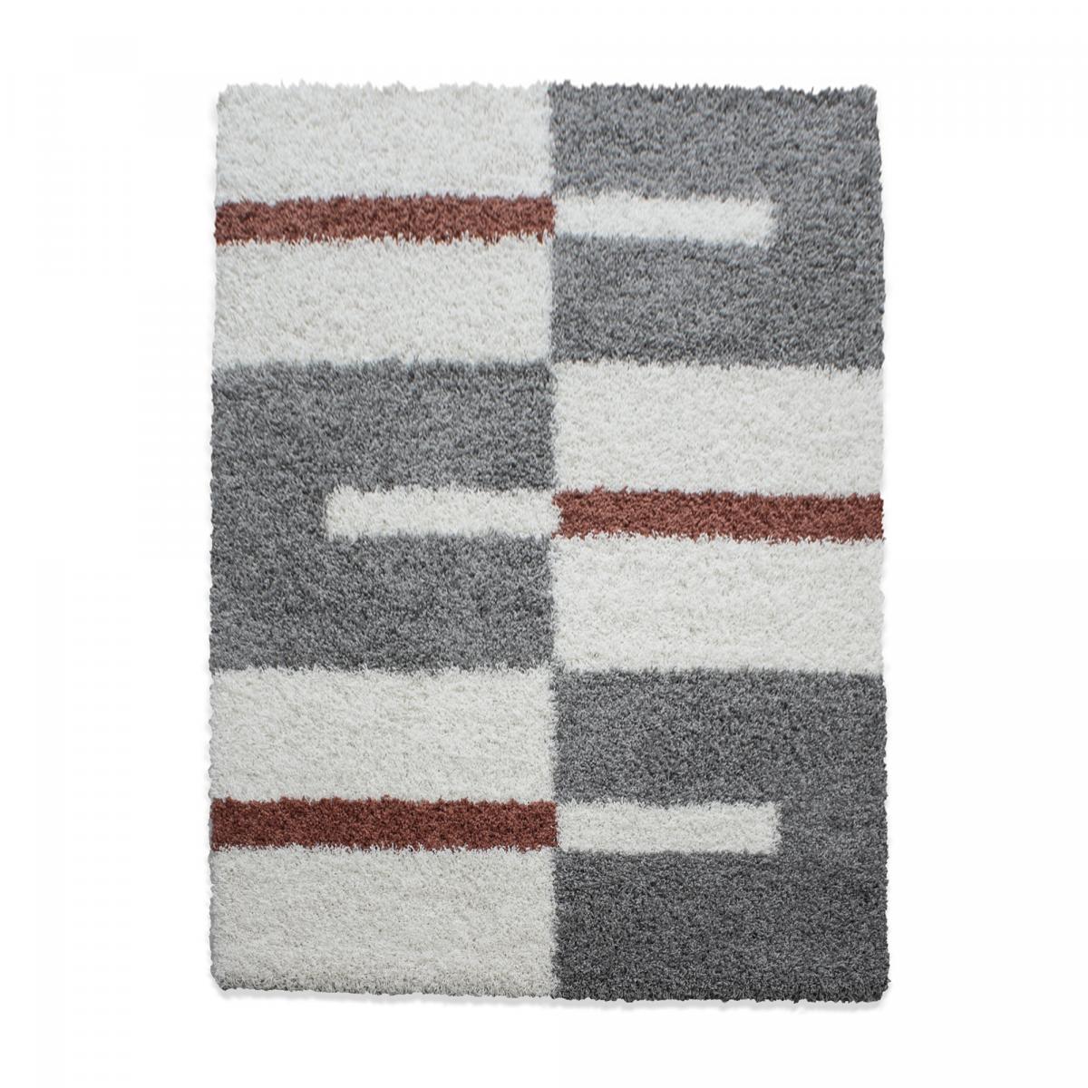 Tappeto Shaggy Grigio Nero Bianco | Pelo Alto Morbido 160x220 Cm | Geometrico E Moderno
