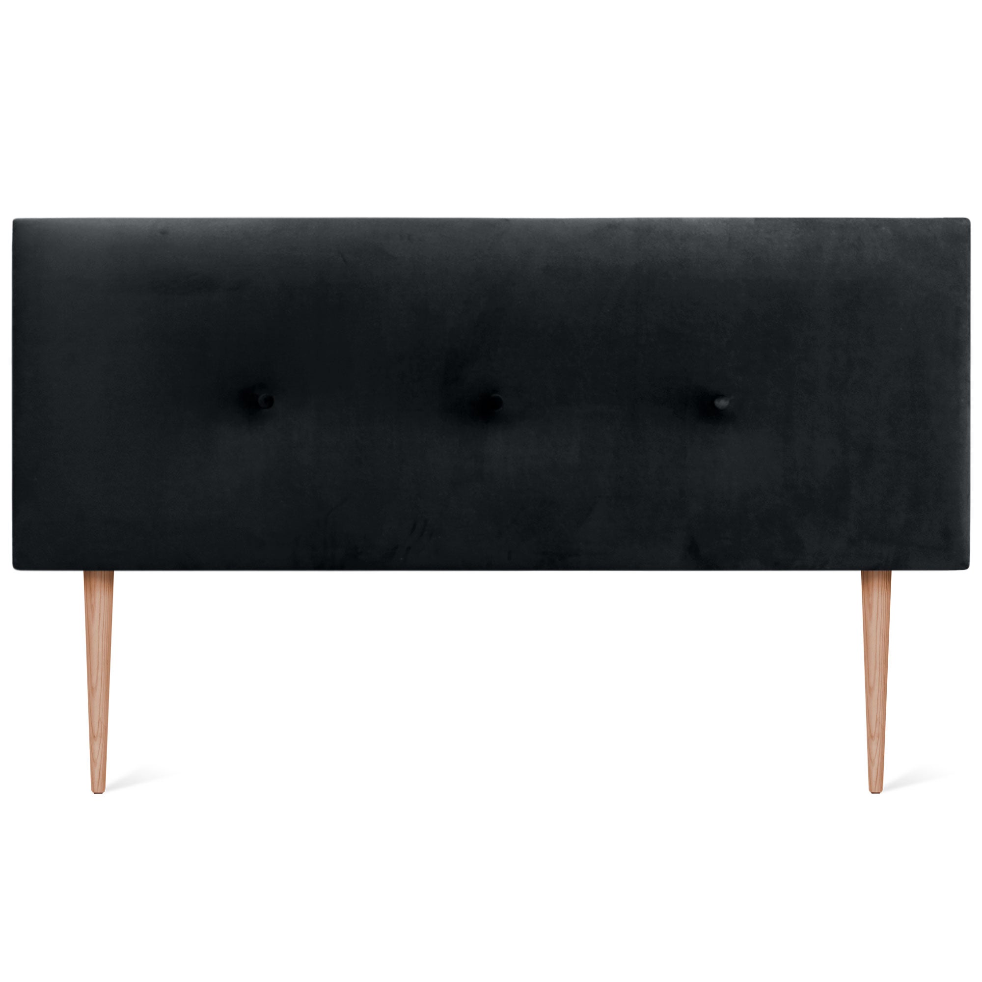 DHOME Testiera in velluto liscio con bottoni e gambe alta gamma moderna testiera imbottita per letto di lusso camera da (Noir, 135x105cm) - 3