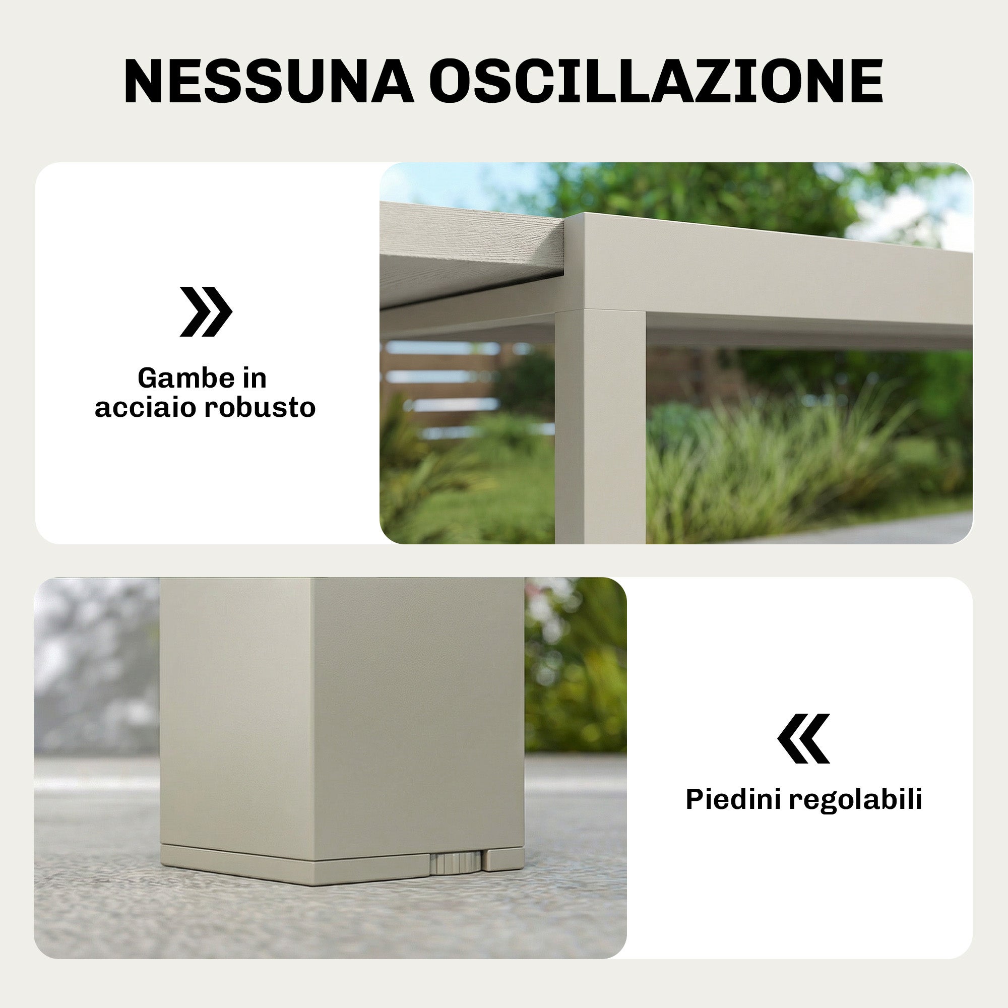 Table de jardin extensible pour 8 à 10 personnes, en aluminium et acier, 154/214 x 85 x 75 cm, gris clair - 8