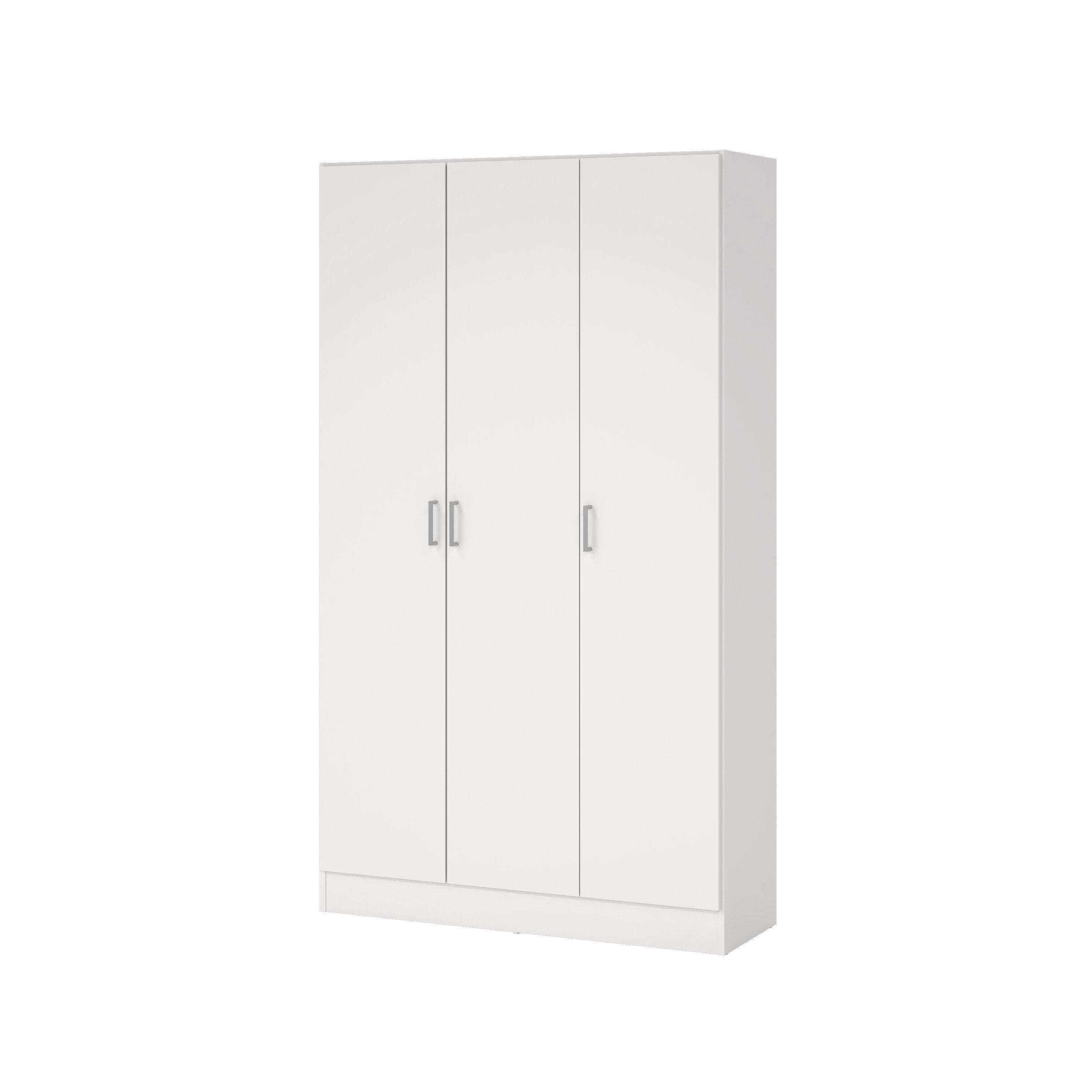Grande armoire polyvalente Ranuncolo, Armoire auxiliaire avec 3 portes, Étagère à chaussures avec étagères, Armoire à balais, 109x37h180 cm, Blanc - 5