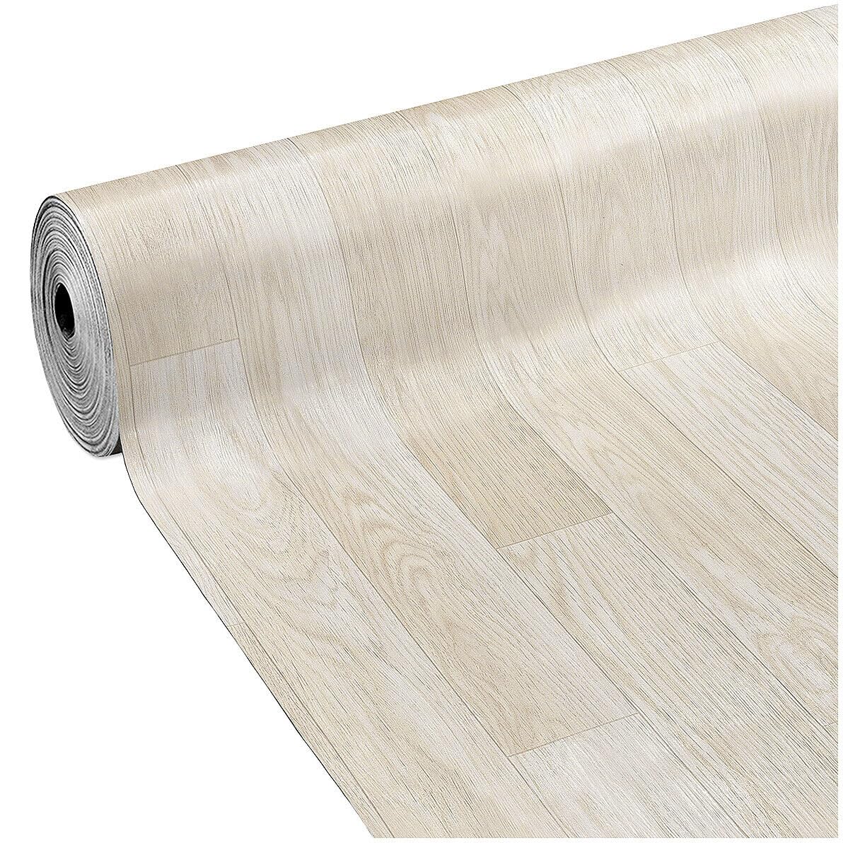 Suelo en pvc 100x1500 cm revestimiento rollo de vinilo 31 dimensiones diseño madera beige blanco (c)