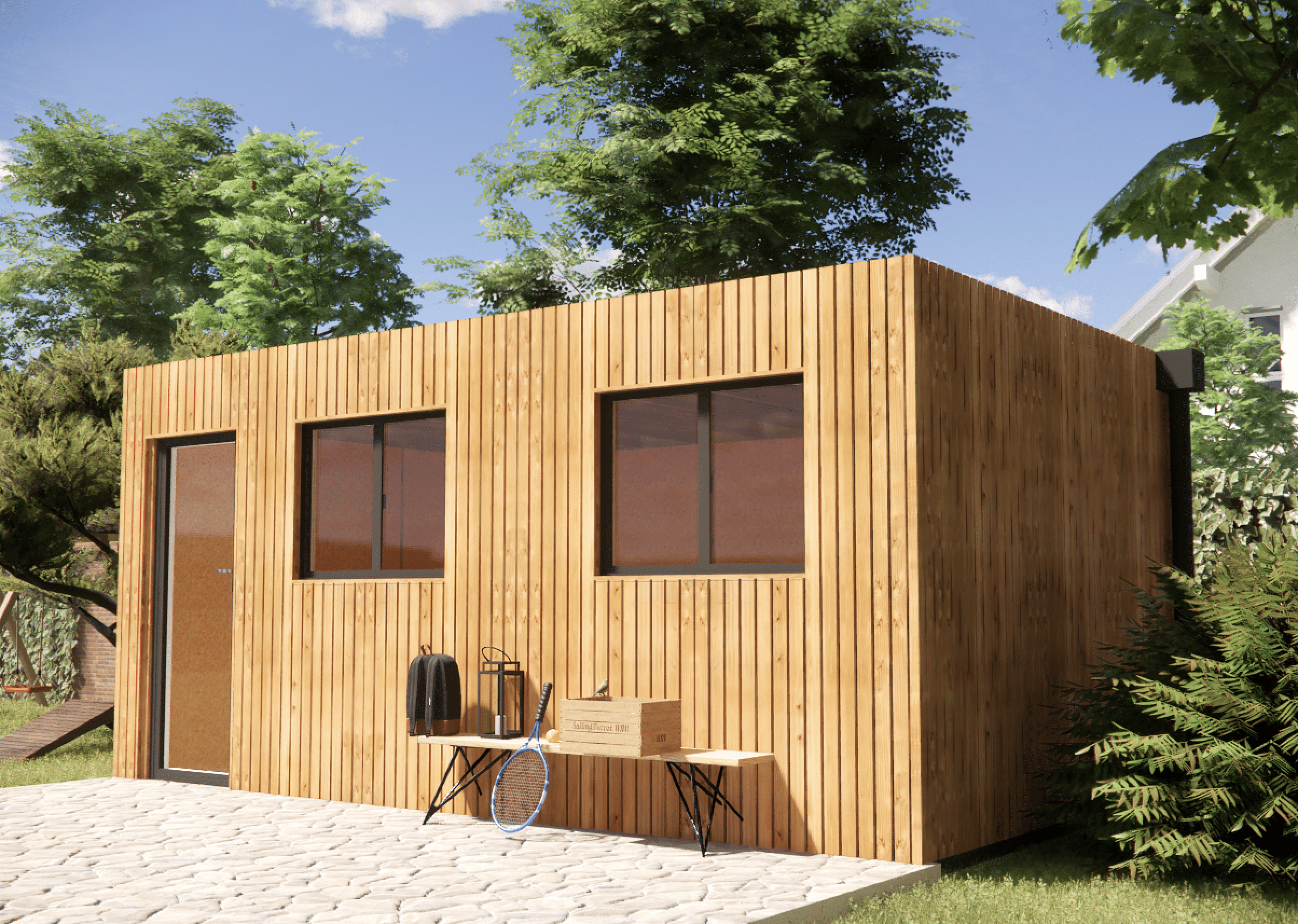 Studio de jardin indépendant en bois 5,5 x 3,5 x 2,7 m / menuiseries alu k-line - 6