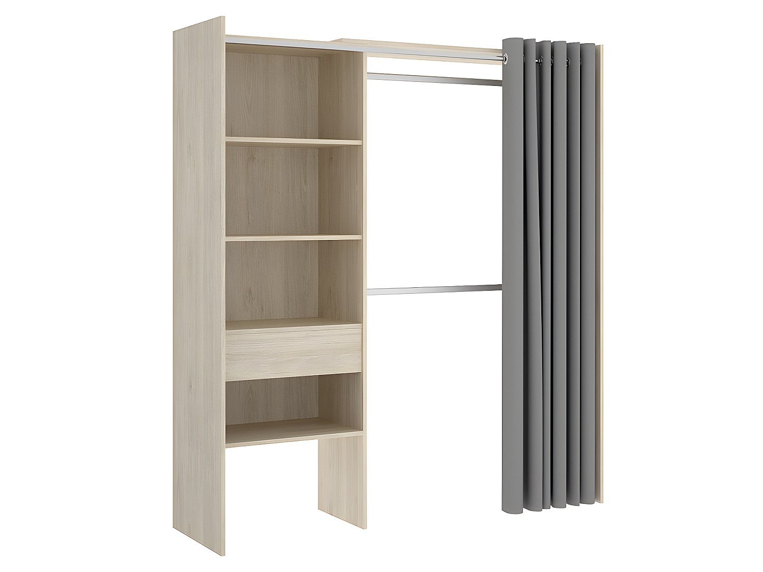 Dressing d'angle extensible GONTRAN - L164/214 cm - Chêne et gris - 4