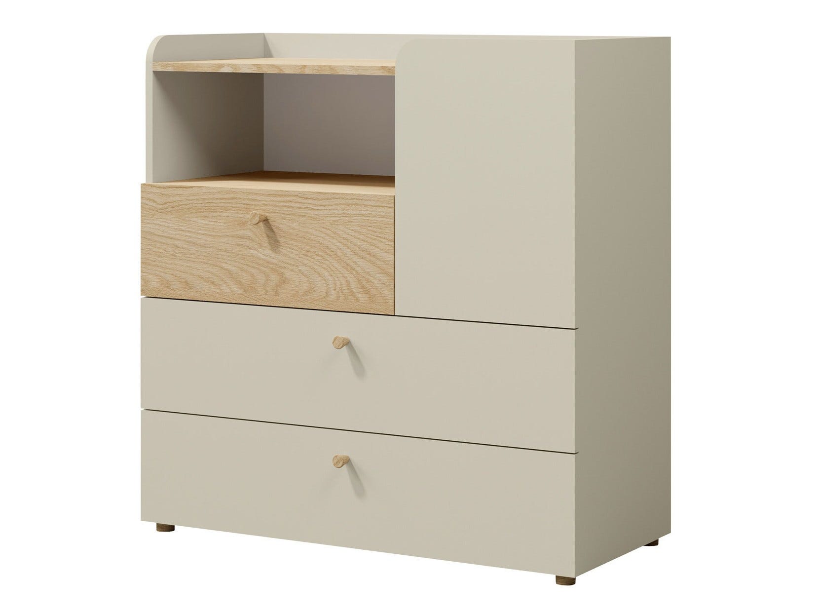 Commode Domcali 109, Beige, Chêne, Tiroirs et portes, 93x90x40cm ...