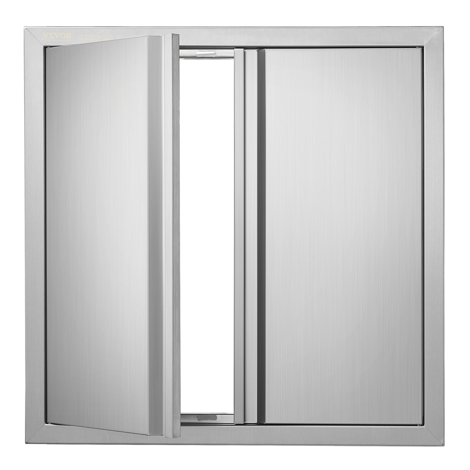 Drzwi dostępowe do grilla 610x610mm Podwójne zewnętrzne drzwi kuchenne Drzwi ze stali nierdzewnej do montażu podtynkowego Pionowe drzwi ścienne VEVOR
