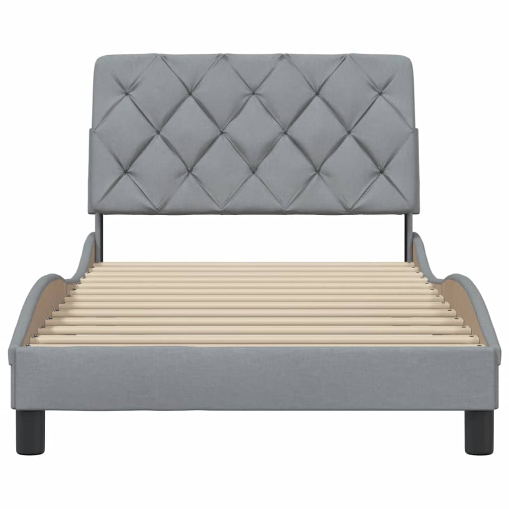 Cadre de lit sans matelas, en tissu, gris clair, pour la chambre, 100 × 200 cm - 5