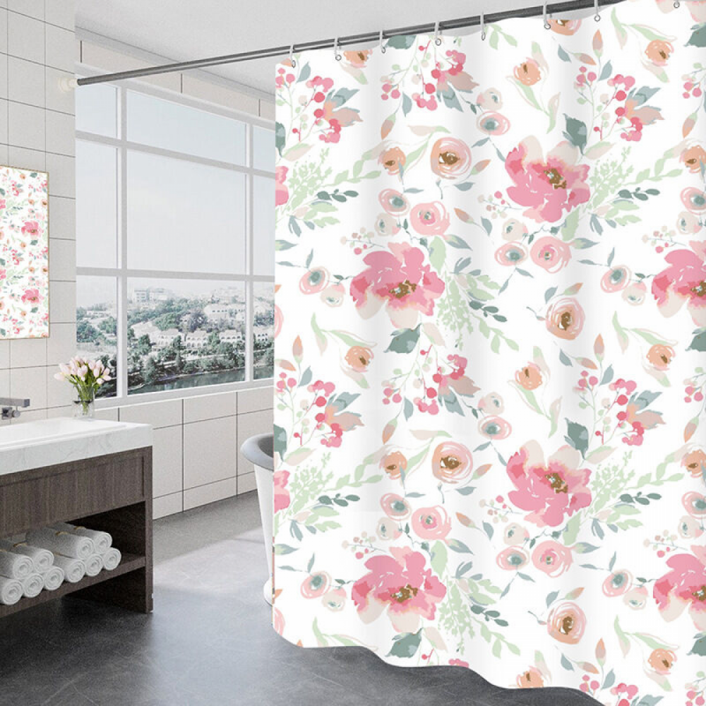 Zasłona prysznicowa 180 x 200 cm z 12 haczykami, szybkoschnąca (Roses Manor), wodoodporna tkanina poliestrowa, nadająca się do prania w pralce, zasło