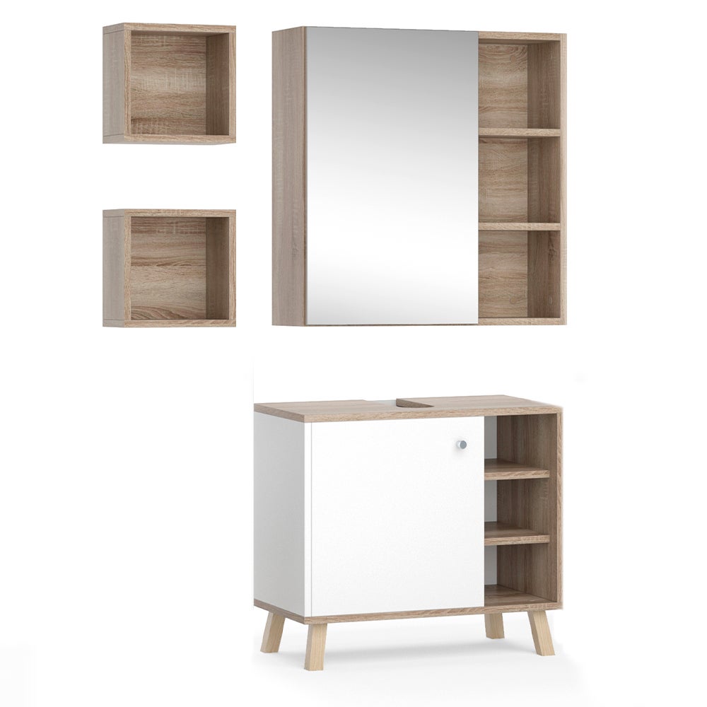 Vicco Zestaw mebli łazienkowych Senyo, Biały, 3 części