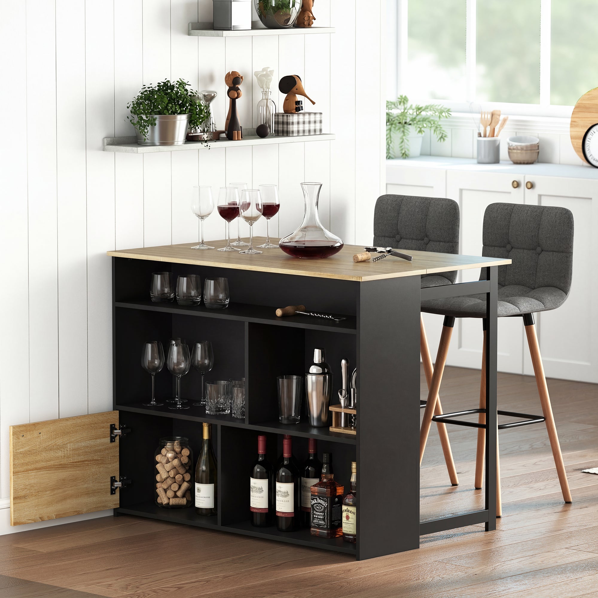 Table de cuisine haute extensible avec rangement, console de rangement ...
