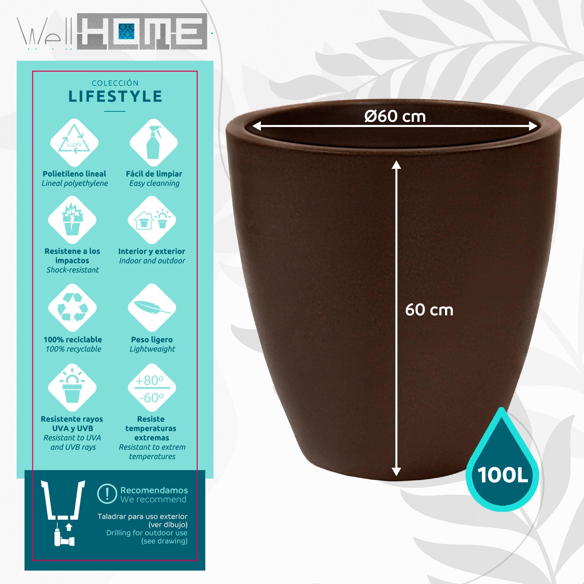 Maceta 100L Accord WellHome Ø60cm Bronce - 2